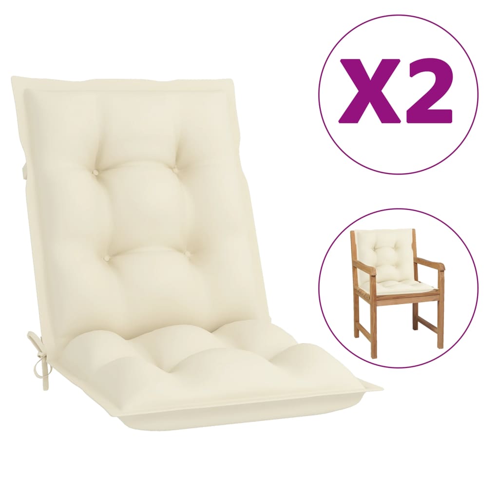 vidaXL Garden Chair Cushions 2 pcs Cream 39.4"x19.7"x2.8"