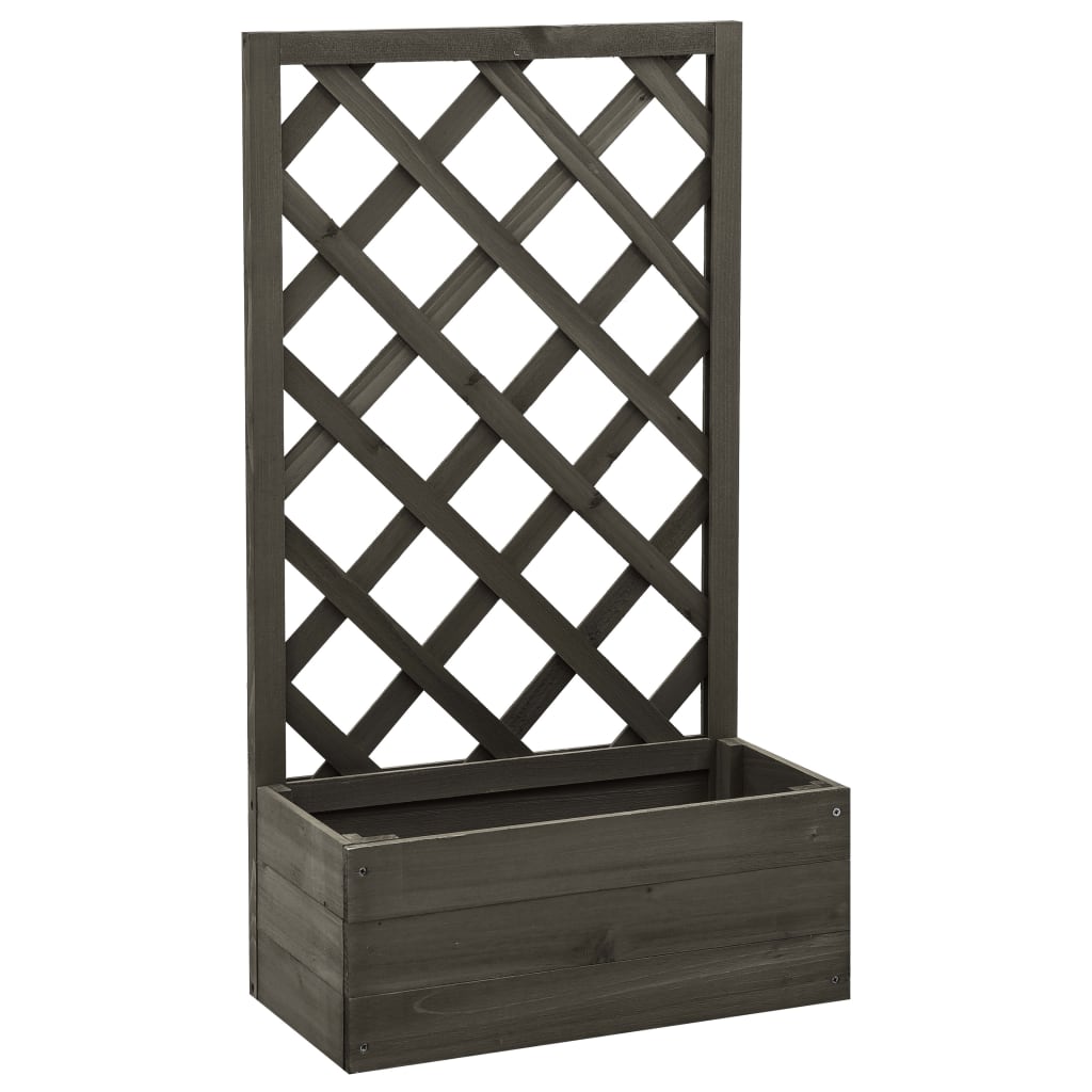 vidaXL Garden Trellis Planter Gray 19.7"x9.8"x35.4" Solid Firwood