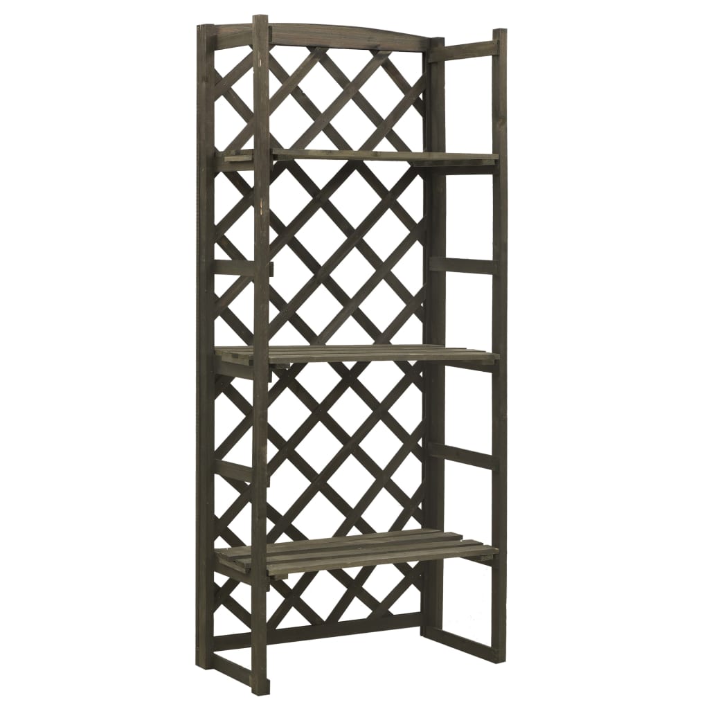 vidaXL Plant Stand with Trellis Gray 23.6"x11.8"x55.1" Solid Firwood