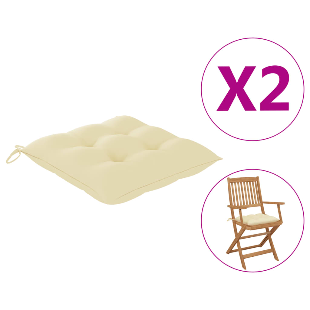 vidaXL Chair Cushions 2 pcs Cream White 15.7x15.7"x2.8" Fabric"
