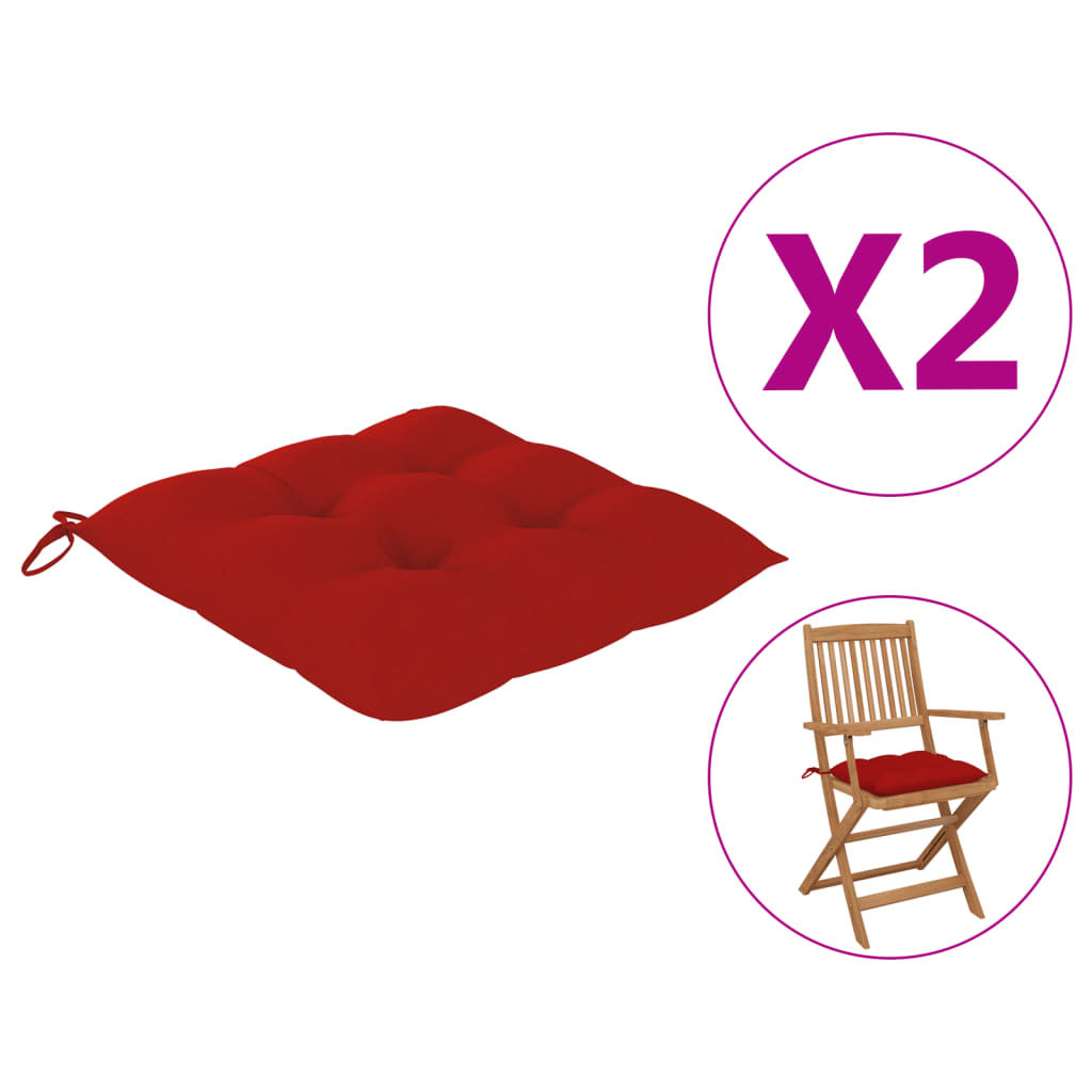 vidaXL Chair Cushions 2 pcs Red 15.7x15.7"x2.8" Fabric"