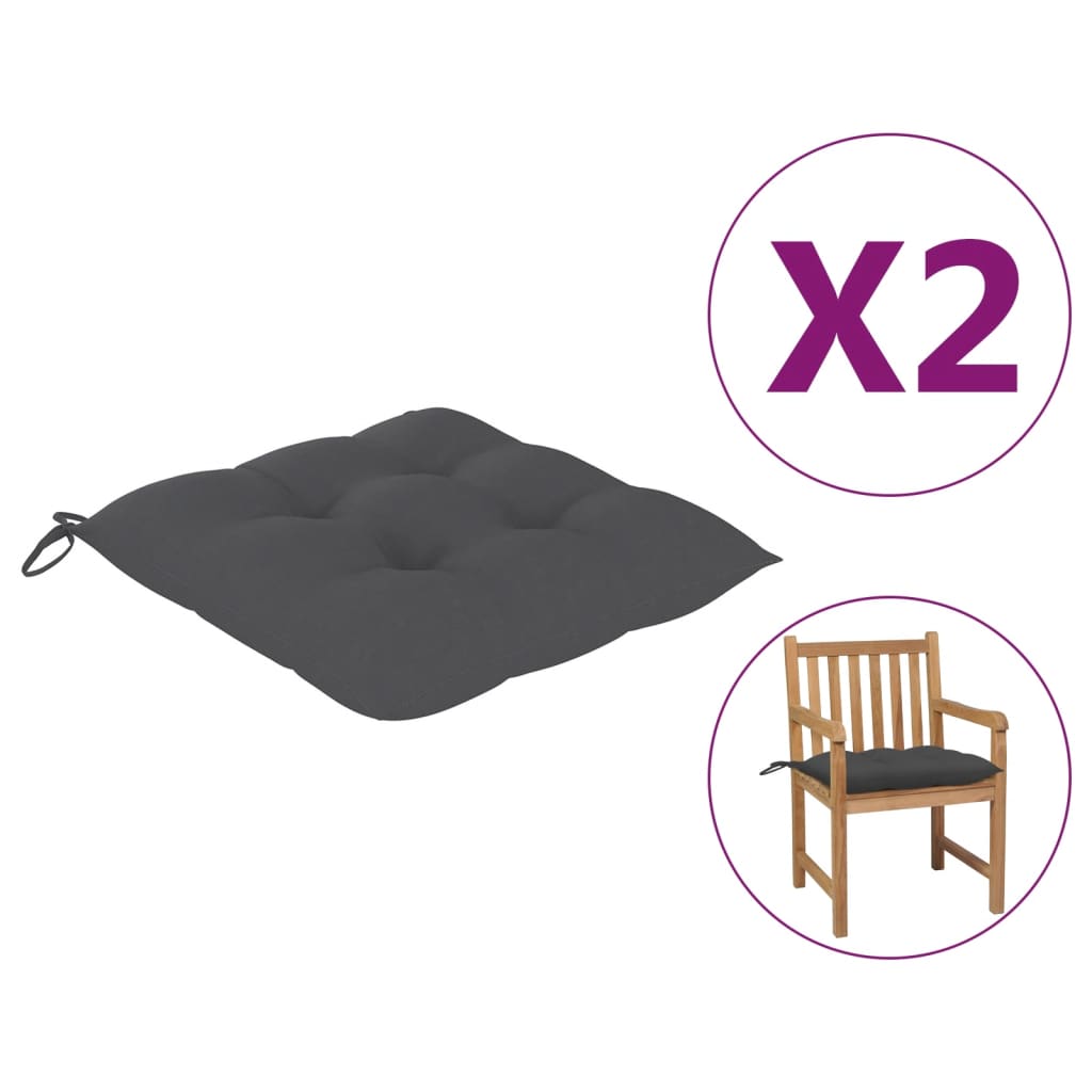 vidaXL Chair Cushions 2 pcs Anthracite 19.7x19.7"x2.8" Fabric"