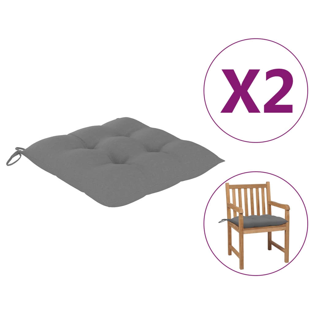 vidaXL Chair Cushions 2 pcs Gray 19.7x19.7"x2.8" Fabric"