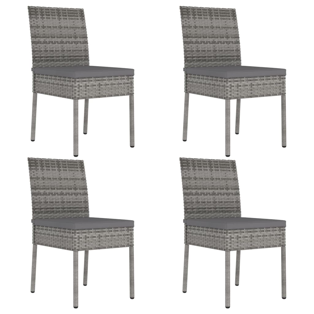 vidaXL Patio Dining Chairs 4 pcs Poly Rattan Gray