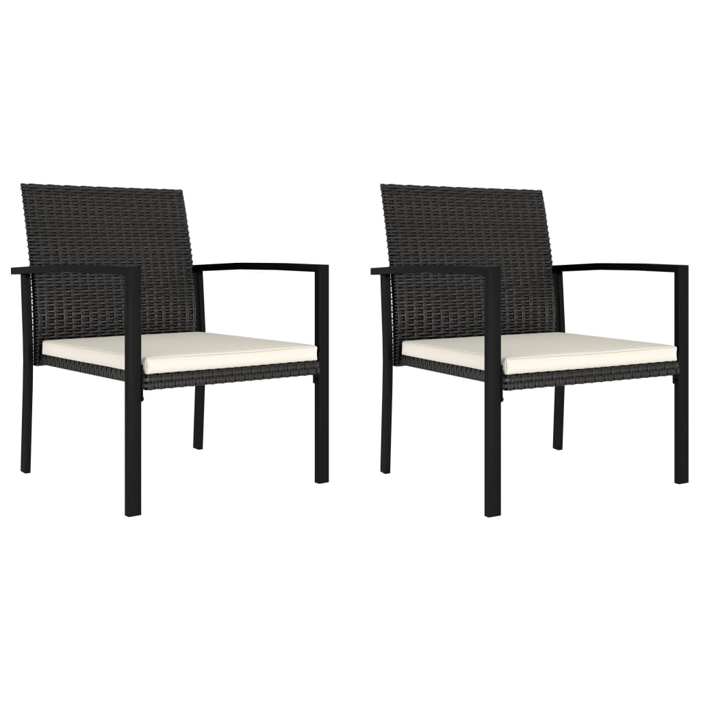 vidaXL Patio Dining Chairs 2 pcs Poly Rattan Black