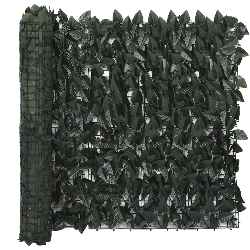 vidaXL Balcony Screen with Dark Green Leaves 157.5"x29.5"