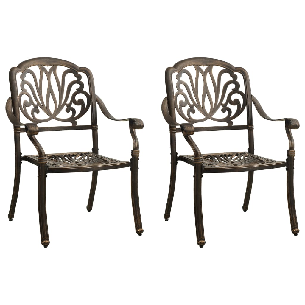 vidaXL Patio Chairs 2 pcs Cast Aluminum Bronze