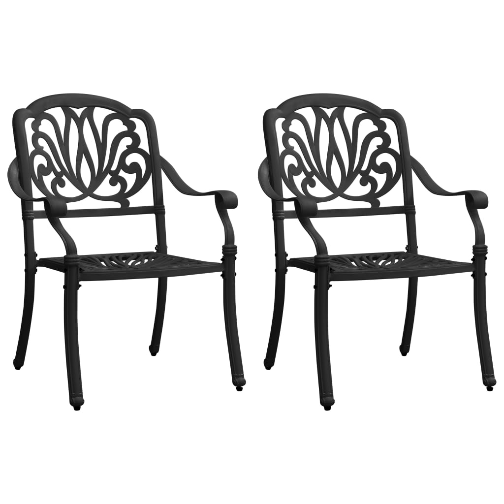 vidaXL Patio Chairs 2 pcs Cast Aluminum Black