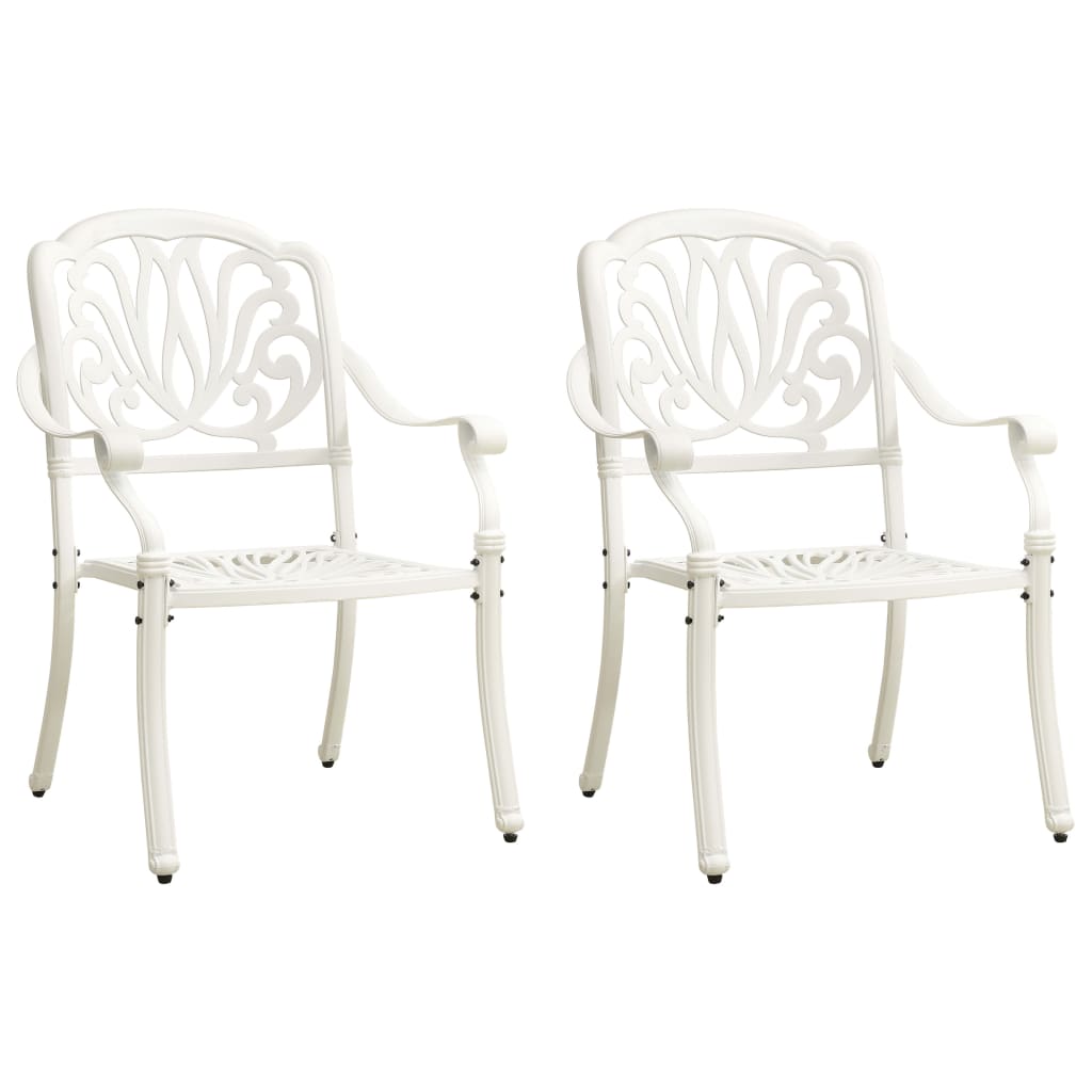 vidaXL Patio Chairs 2 pcs Cast Aluminum White