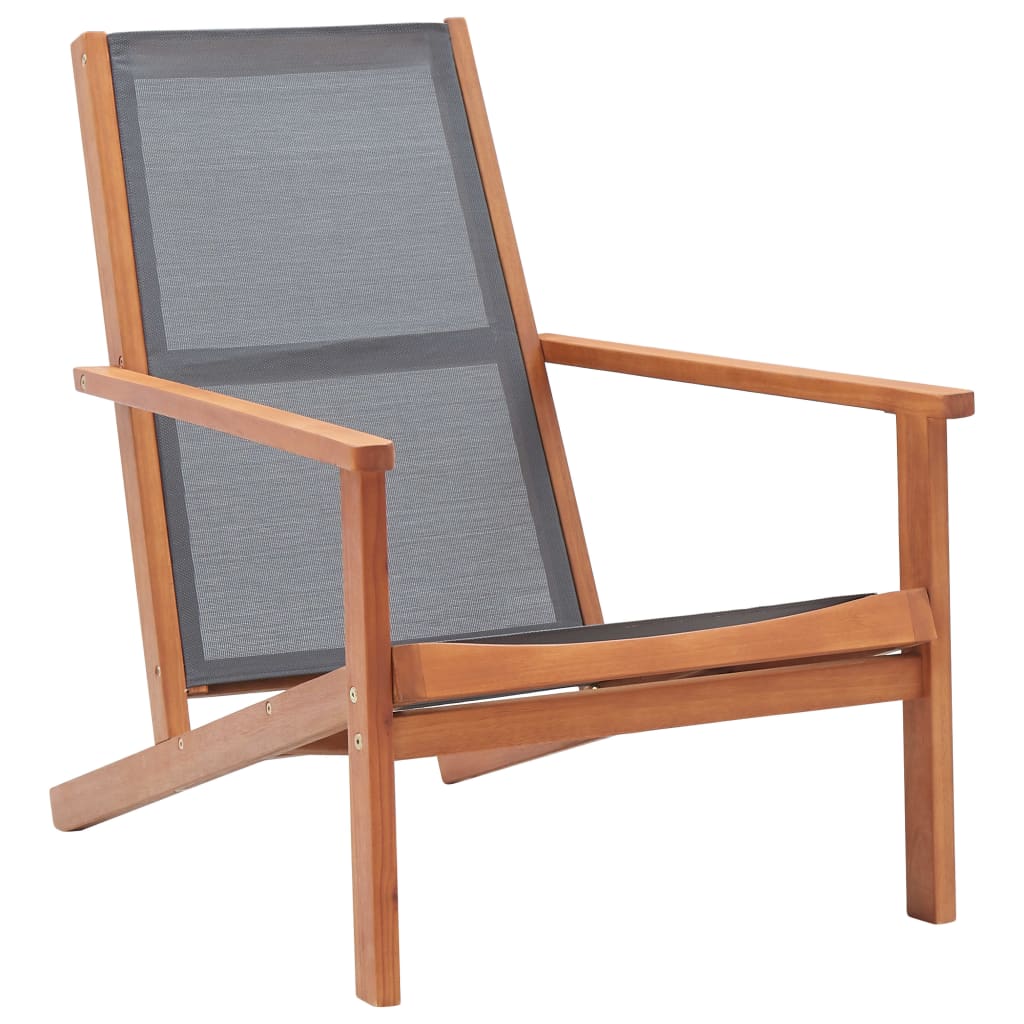 vidaXL Patio Lounge Chair Gray Solid Eucalyptus Wood and Textilene