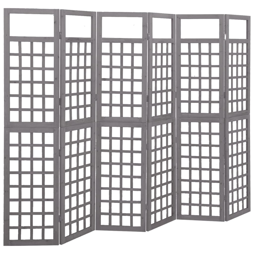 vidaXL 6-Panel Room Divider/Trellis Solid Fir Wood Gray 95.5"x70.9"