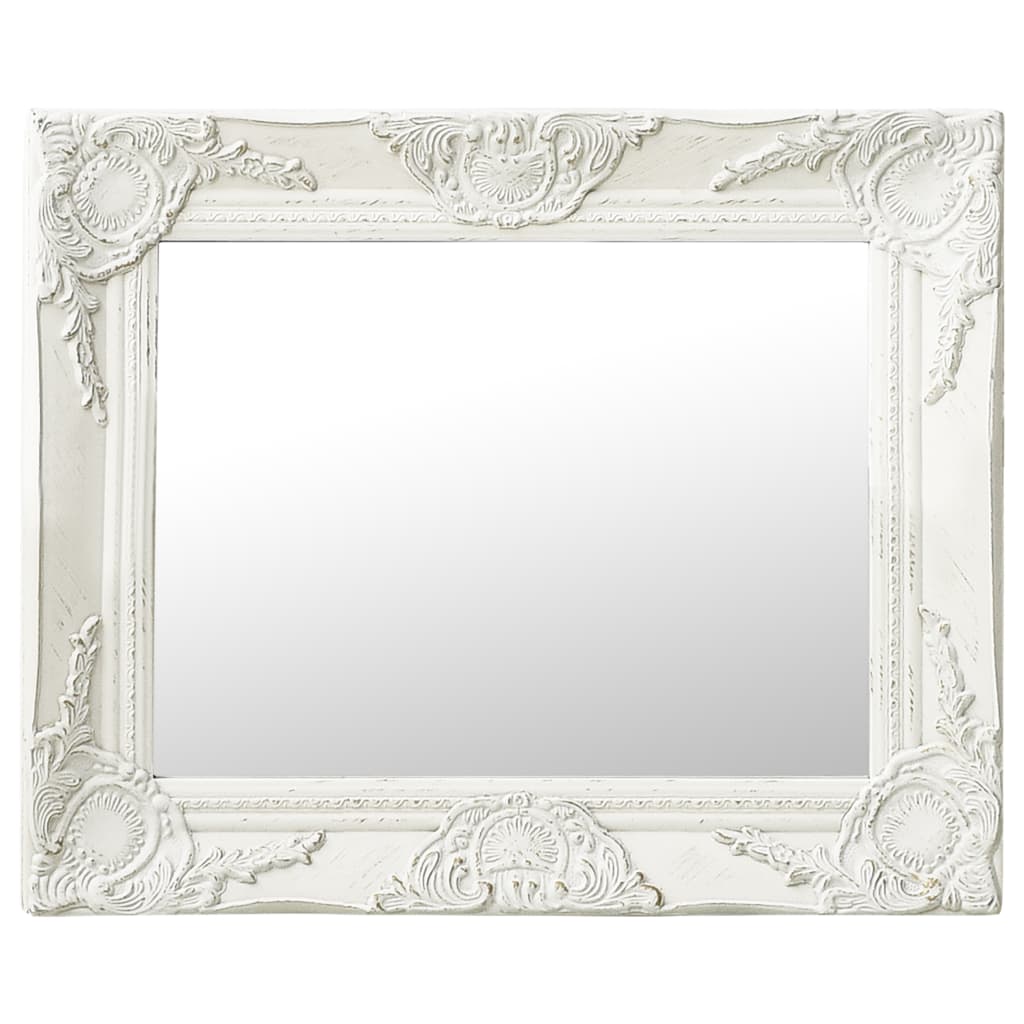 vidaXL Wall Mirror Baroque Style 19.7"x15.7" White