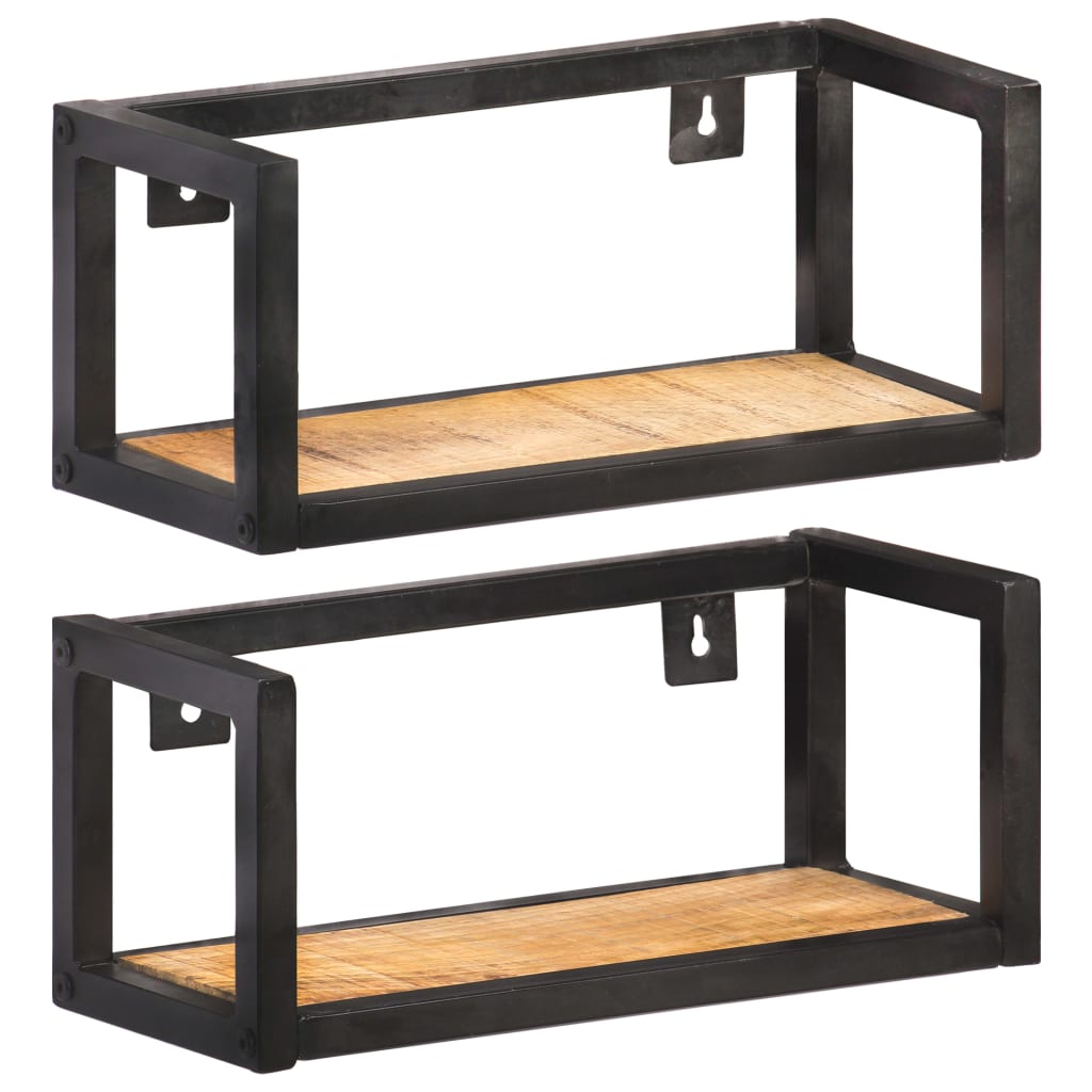 vidaXL Wall Shelves 2 pcs 15.7" Rough Mango Wood