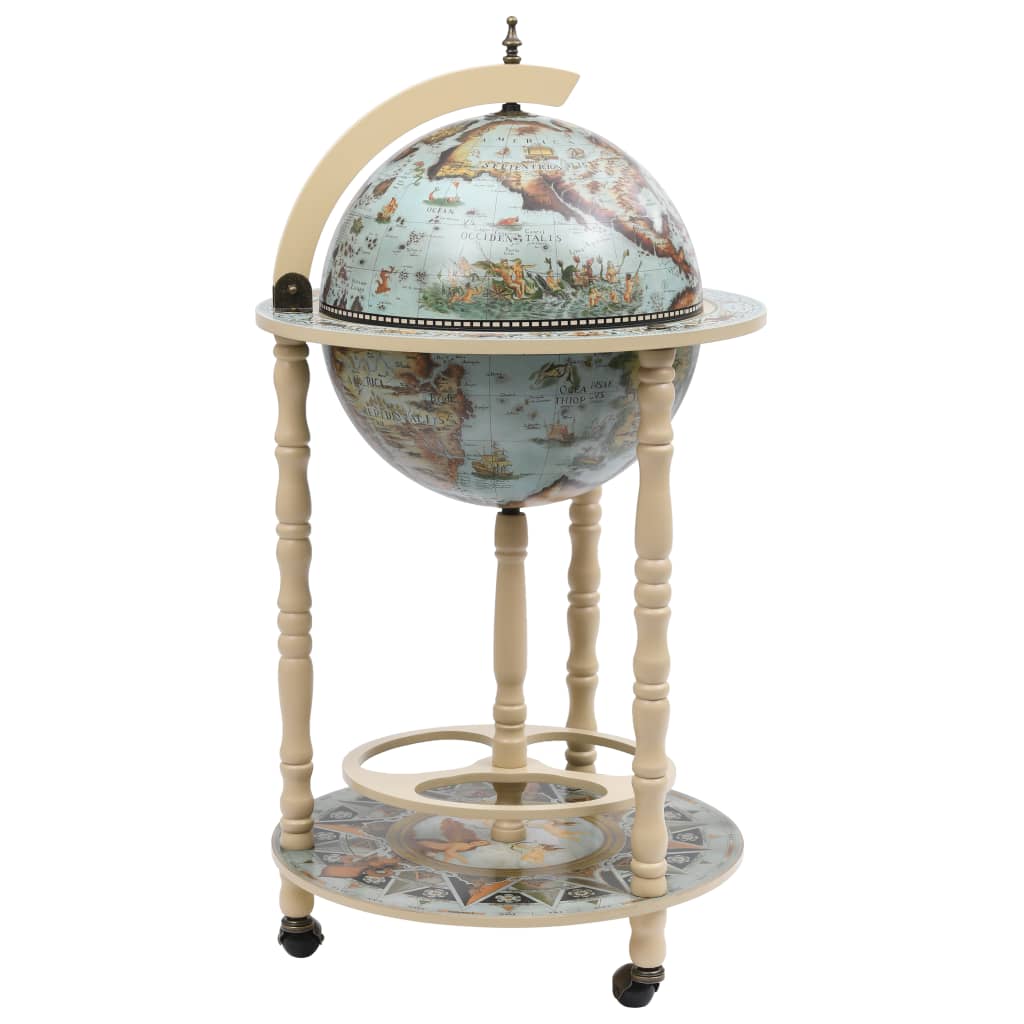 vidaXL Globe Bar Wine Stand Eucalyptus Wood Blue