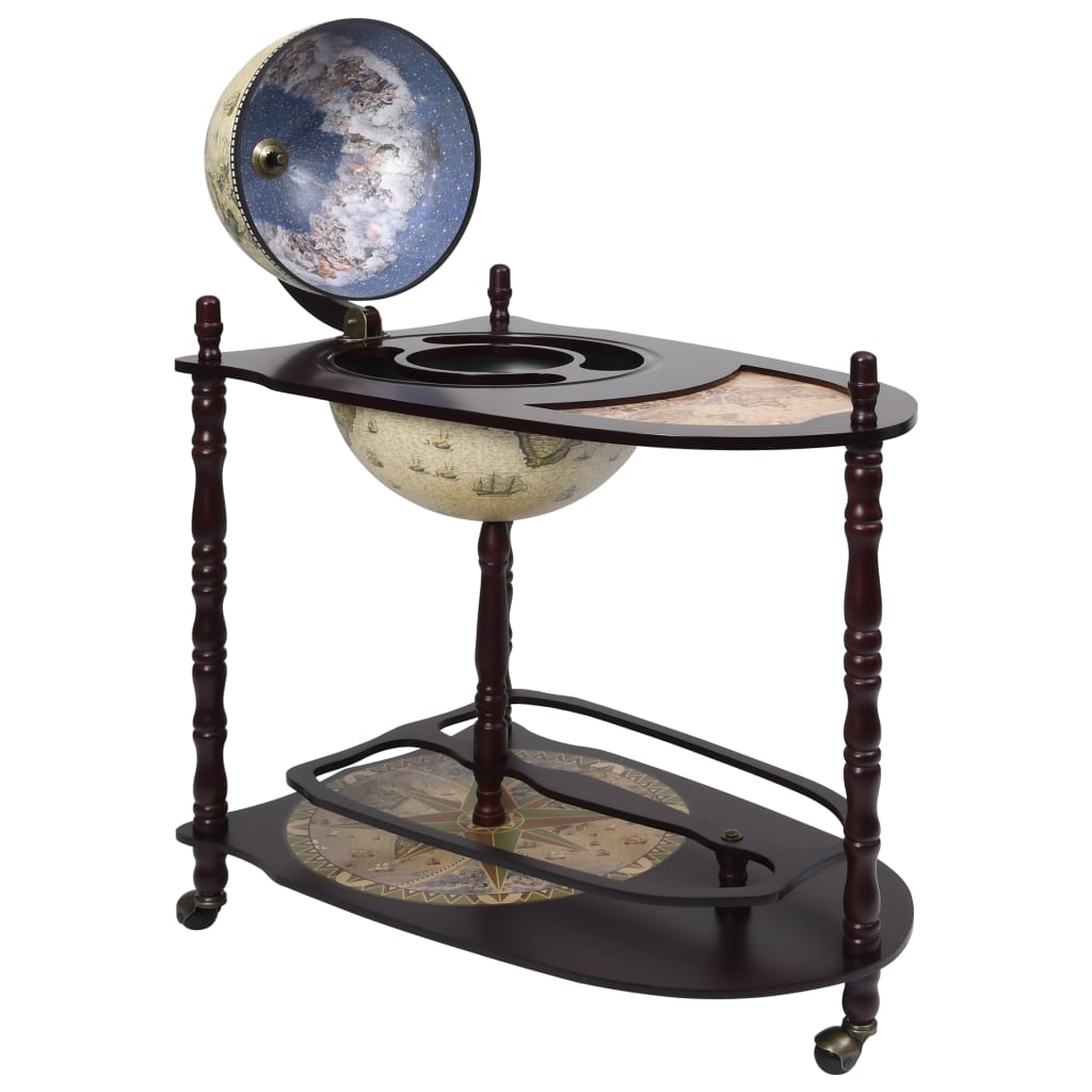 vidaXL Freestanding Globe Bar Wind Stand Eucalyptus Wood Green