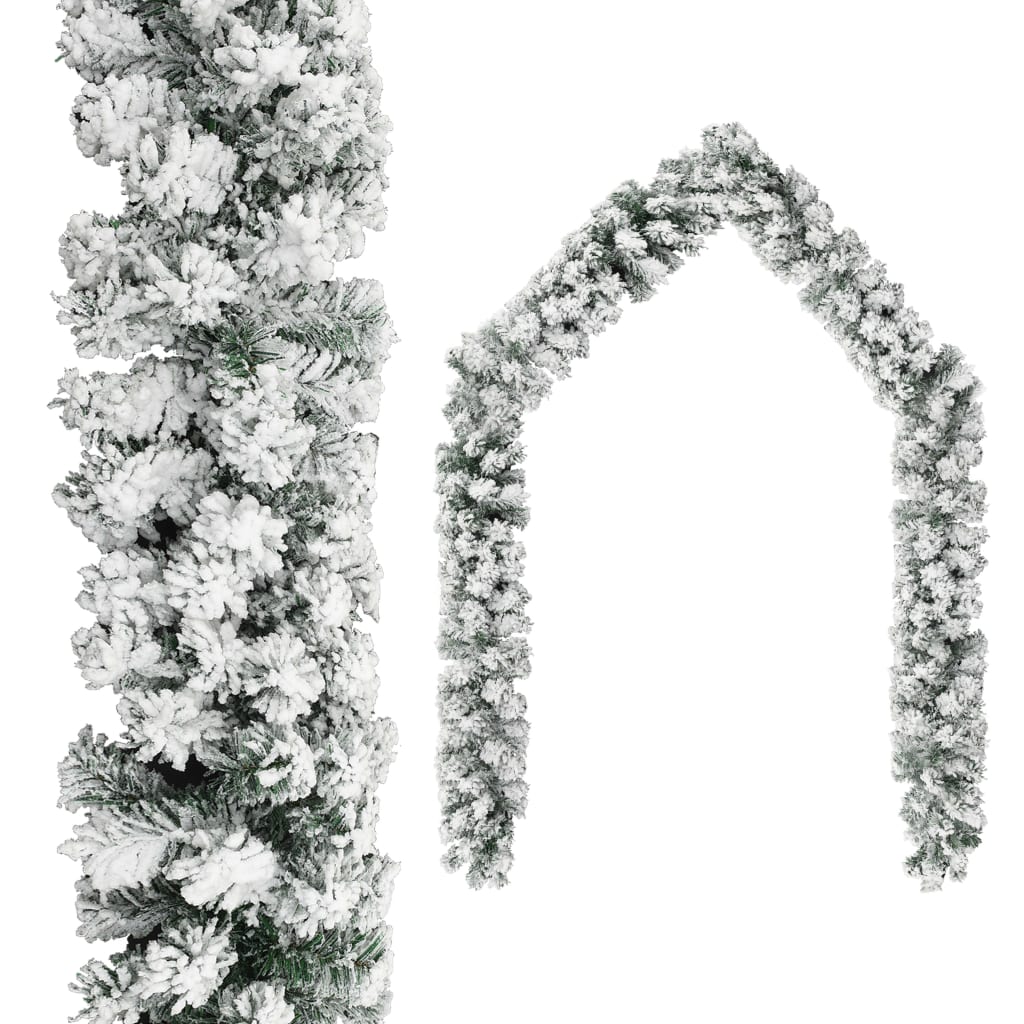 vidaXL Christmas Garland with Flocked Snow Green 16.4' PVC