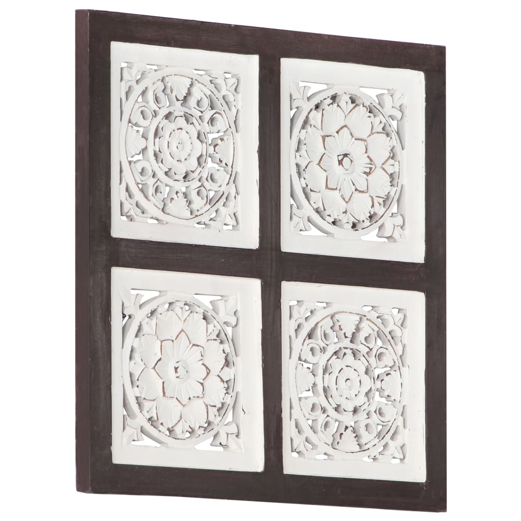 vidaXL Hand-Carved Wall Panel MDF 15.7"x15.7"x0.6" Brown and White