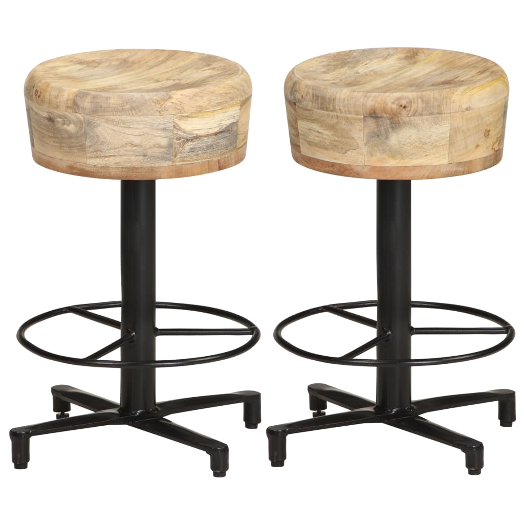 vidaXL Bar Stools 2 pcs 20.5" Solid Mango Wood