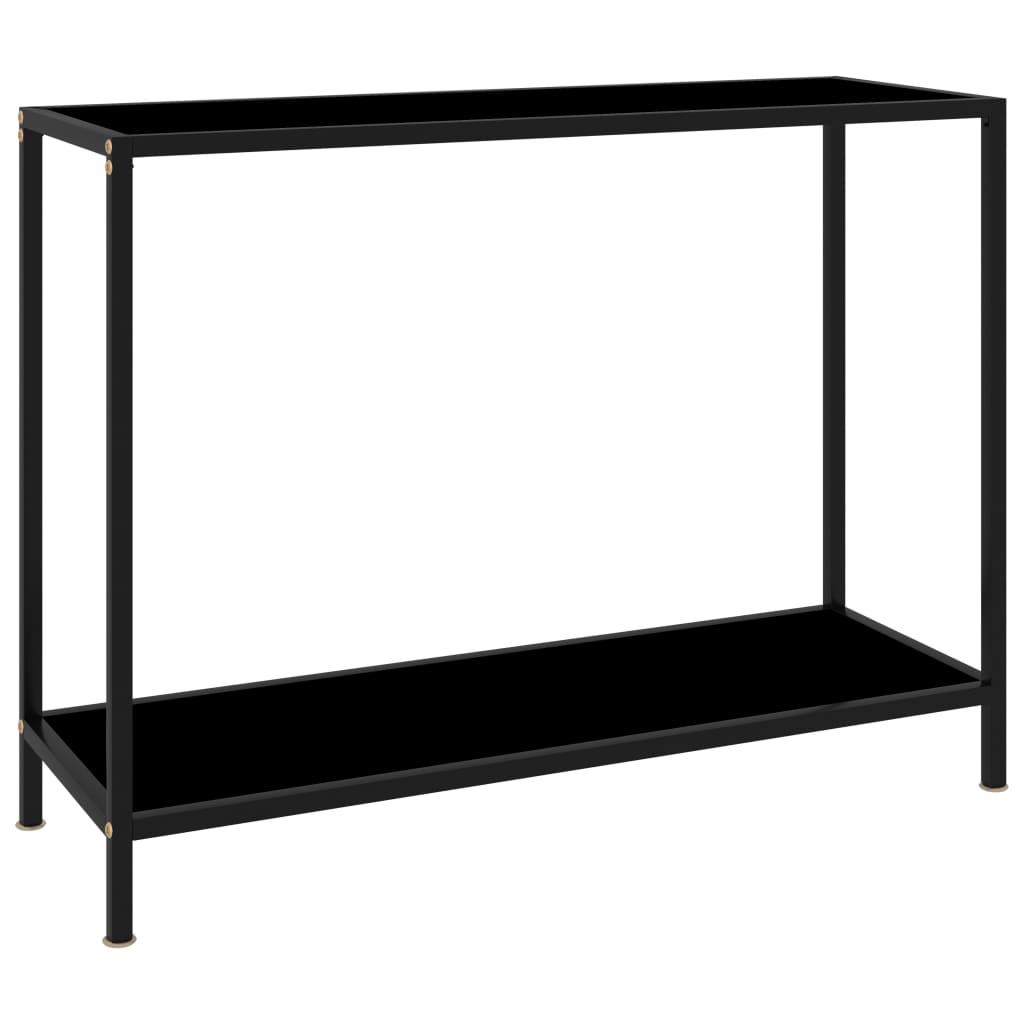 vidaXL Console Table Black 39.4"x13.8"x29.5" Tempered Glass