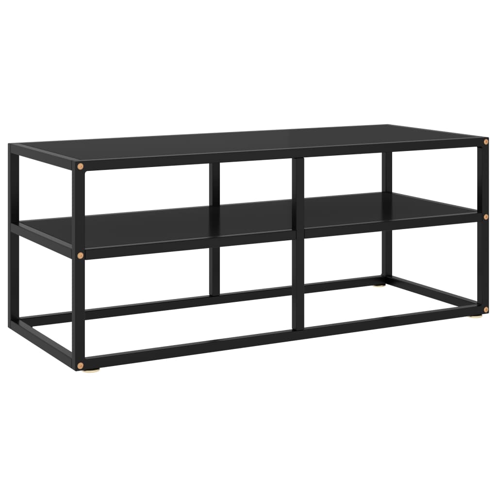 vidaXL TV Cabinet Black with Black Glass 39.4"x15.7"x15.7"