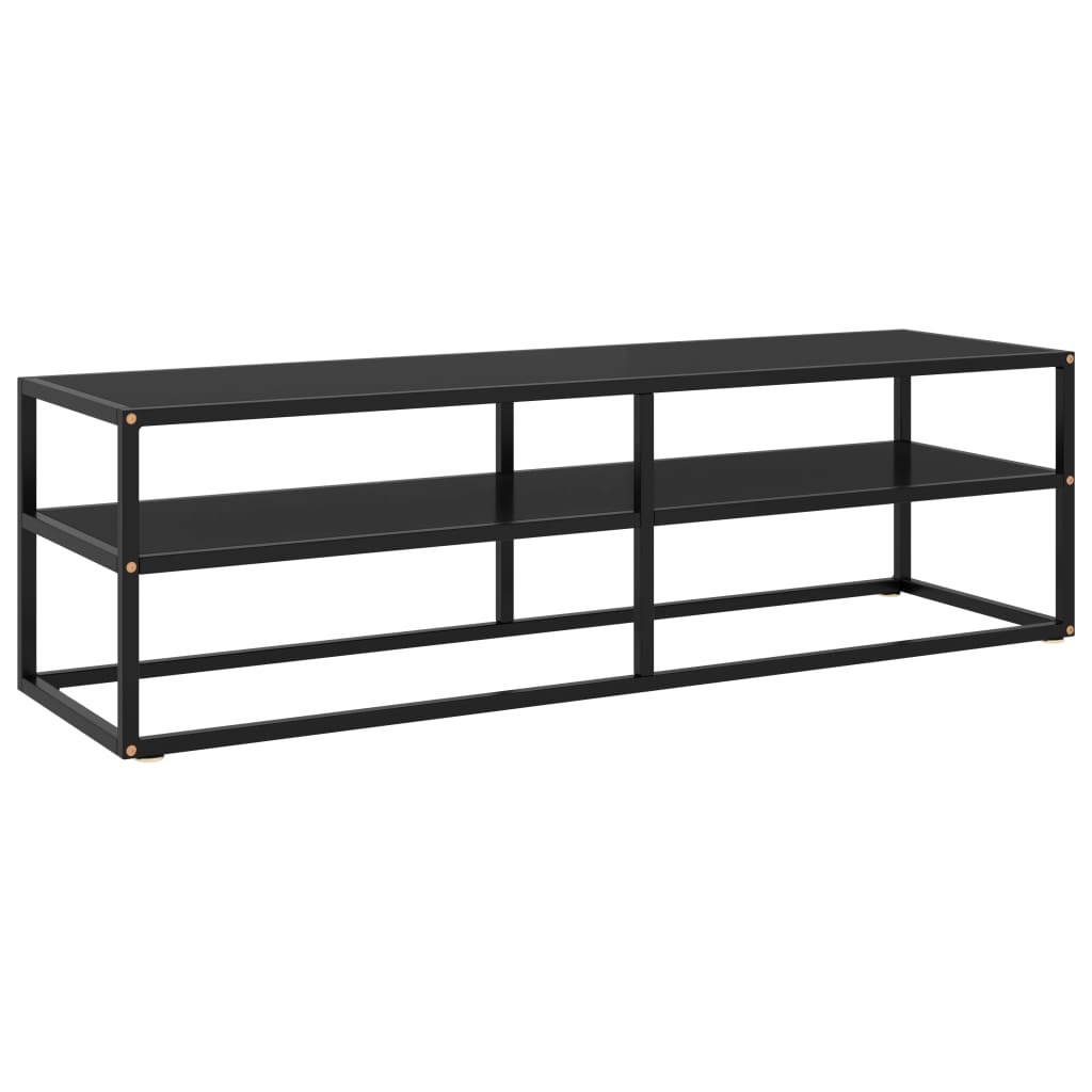 vidaXL TV Cabinet Black with Black Glass 55.1"x15.7"x15.7"