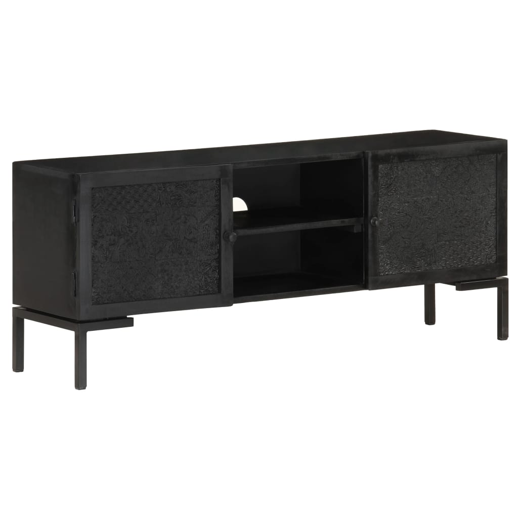 vidaXL TV Cabinet Black 45.3"x11.8"x18.1" Solid Mango Wood