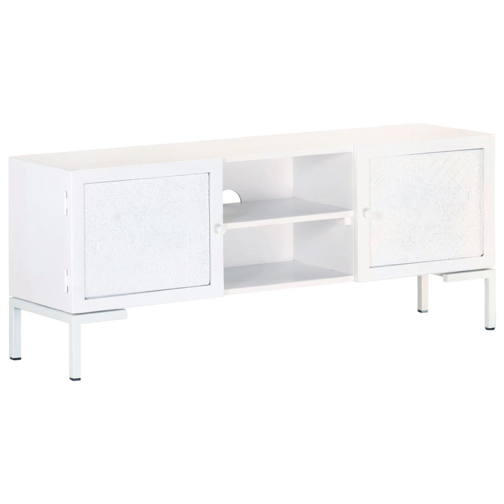 vidaXL TV Cabinet White 45.3"x11.8"x18.1" Solid Mango Wood