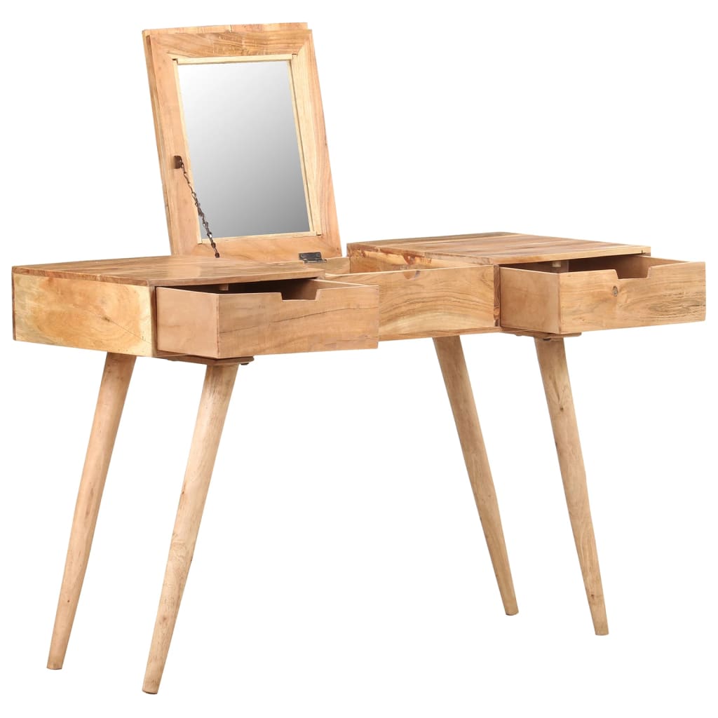 vidaXL Dressing Table with Mirror 44.1"x17.7"x30" Solid Acacia Wood