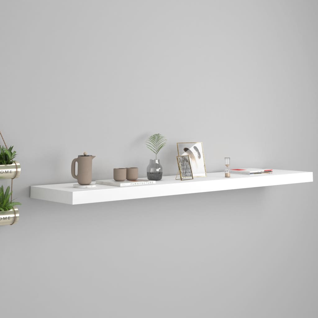 vidaXL Floating Wall Shelf White 47.2"x9.3"x1.5" MDF