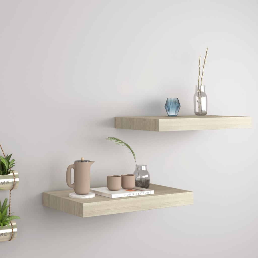 vidaXL Floating Wall Shelves 2 pcs Oak 15.7"x9.1"x1.5" MDF