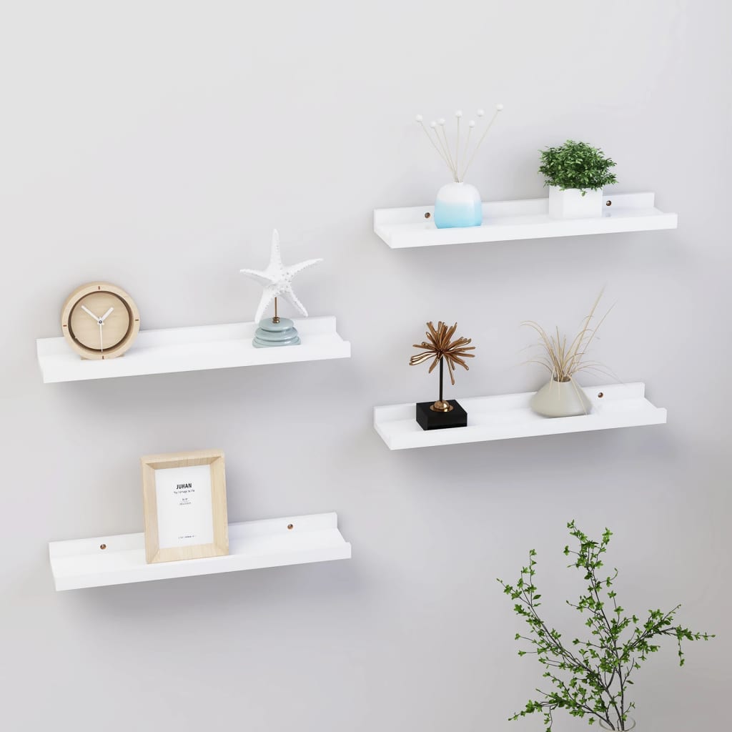 vidaXL Wall Shelves 4 pcs White 15.7"x3.5"x1.2"