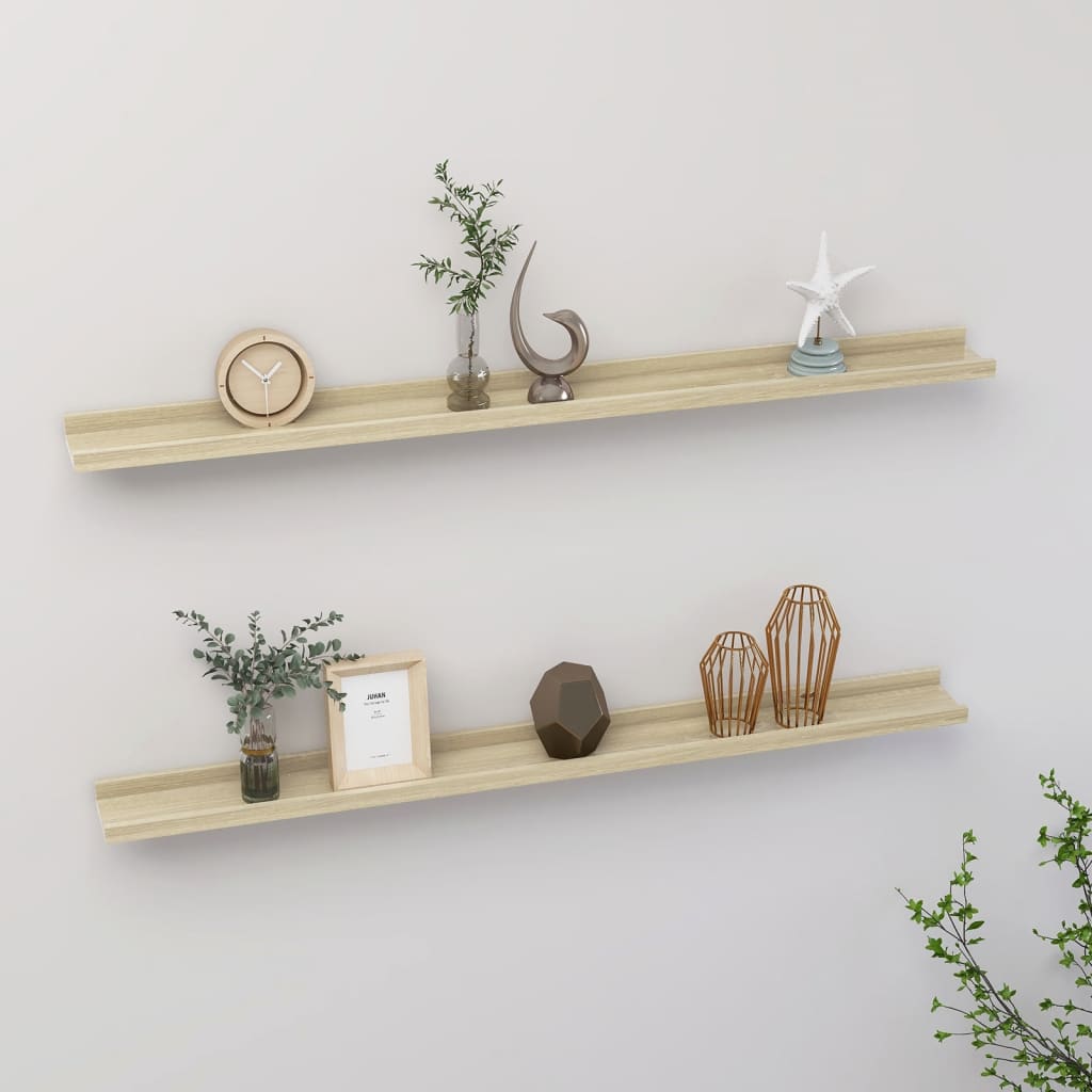 vidaXL Wall Shelves 2 pcs Sonoma Oak 39.4"x3.5"x1.2"