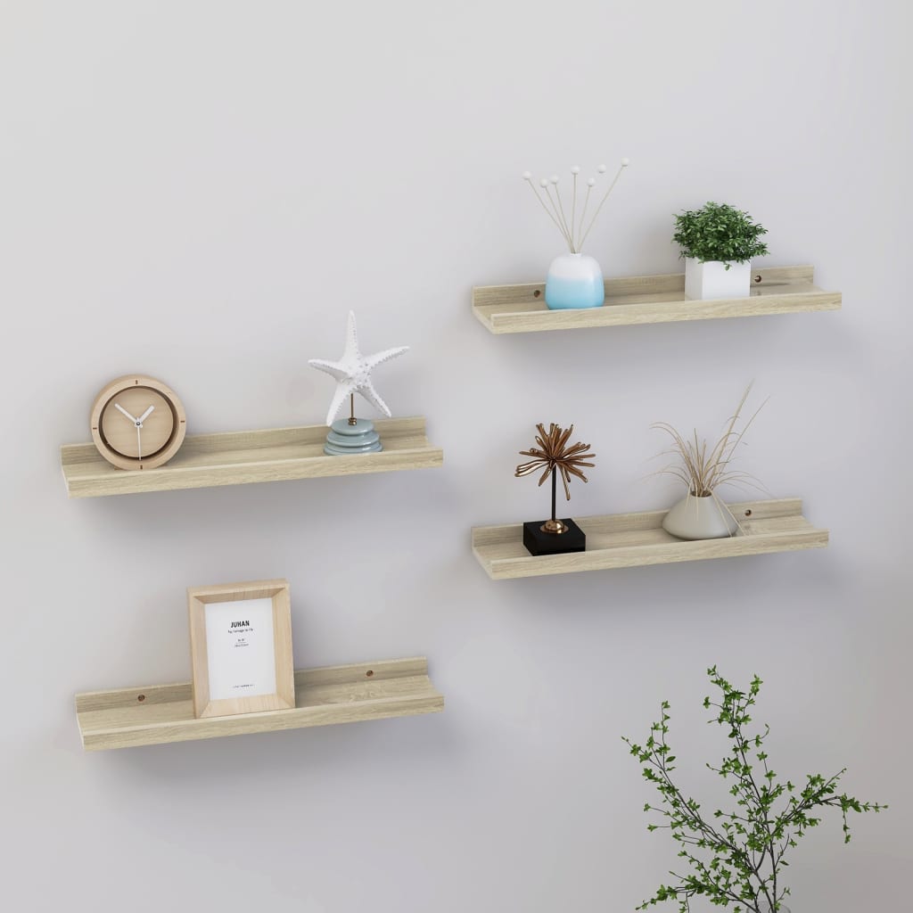 vidaXL Wall Shelves 4 pcs Sonoma Oak 15.7"x3.5"x1.2"