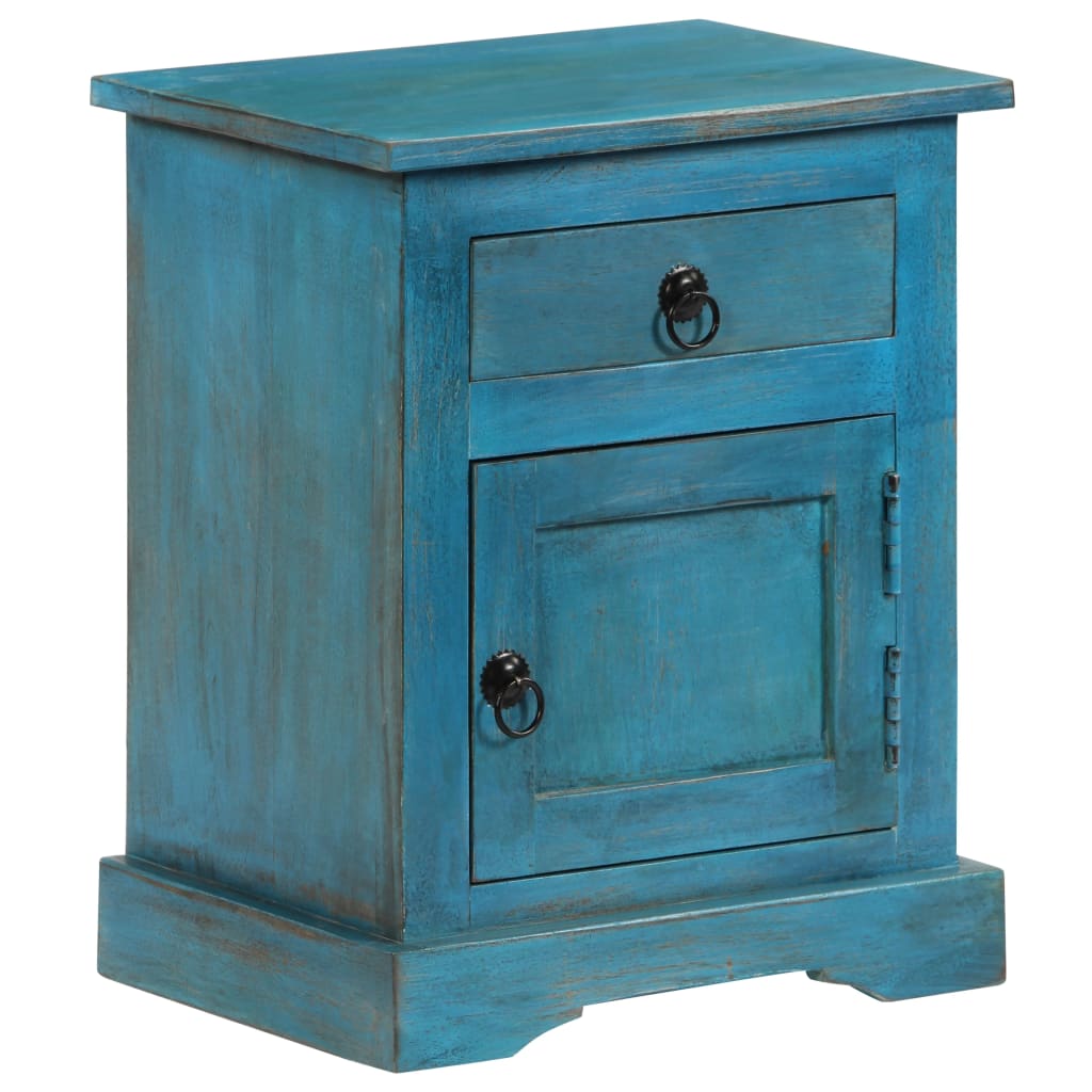 vidaXL Bedside Table Solid Mango Wood 15.7"x11.8"x19.7" Blue