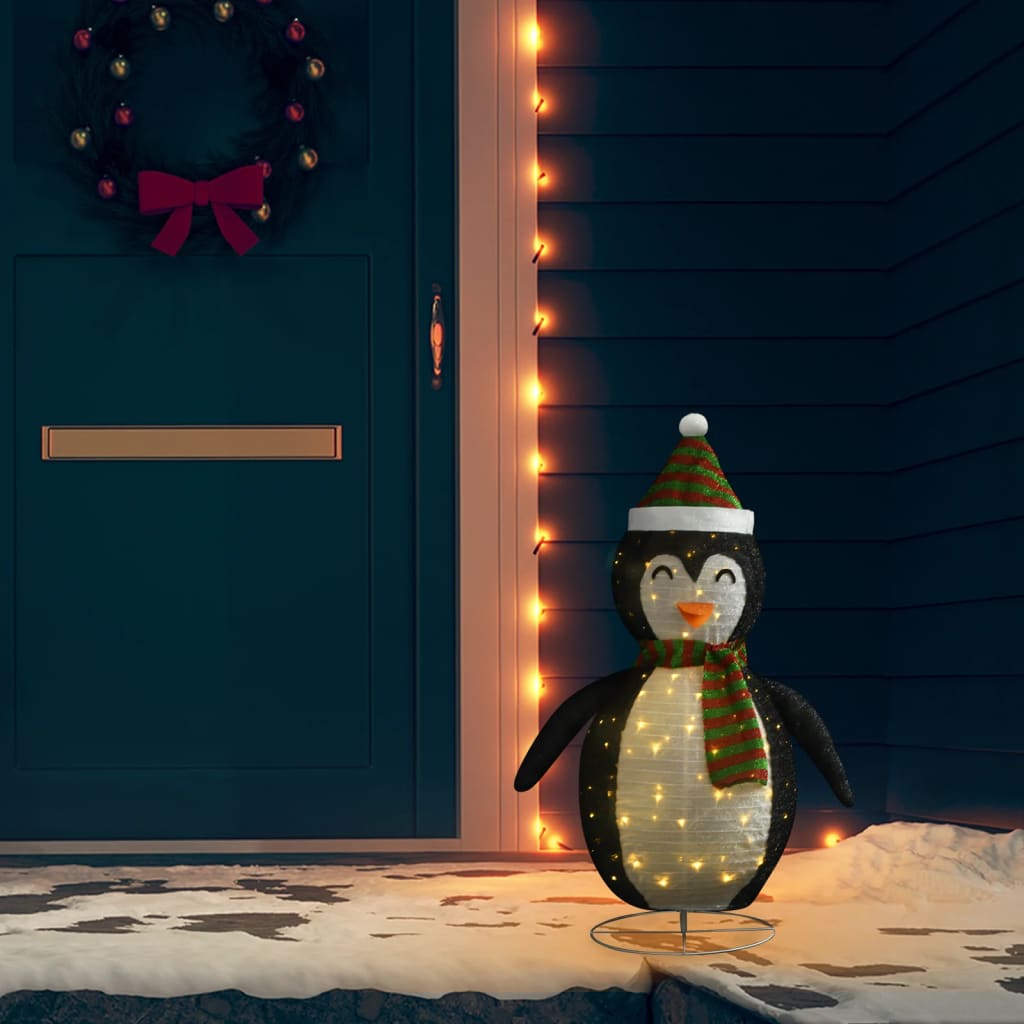 vidaXL Decorative Christmas Snow Penguin Figure LED Luxury Fabric 35.4"