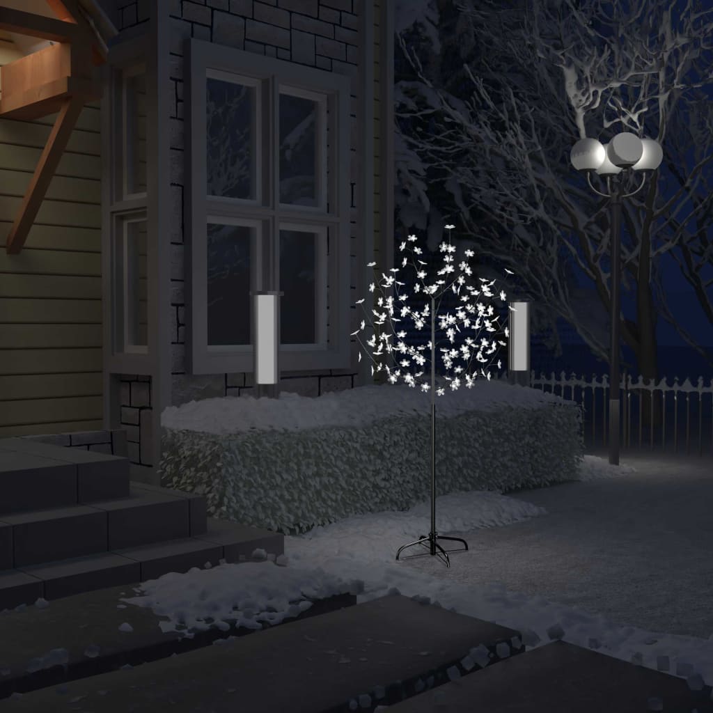 vidaXL Christmas Tree 120 LEDs Cold White Light Cherry Blossom 59.1"