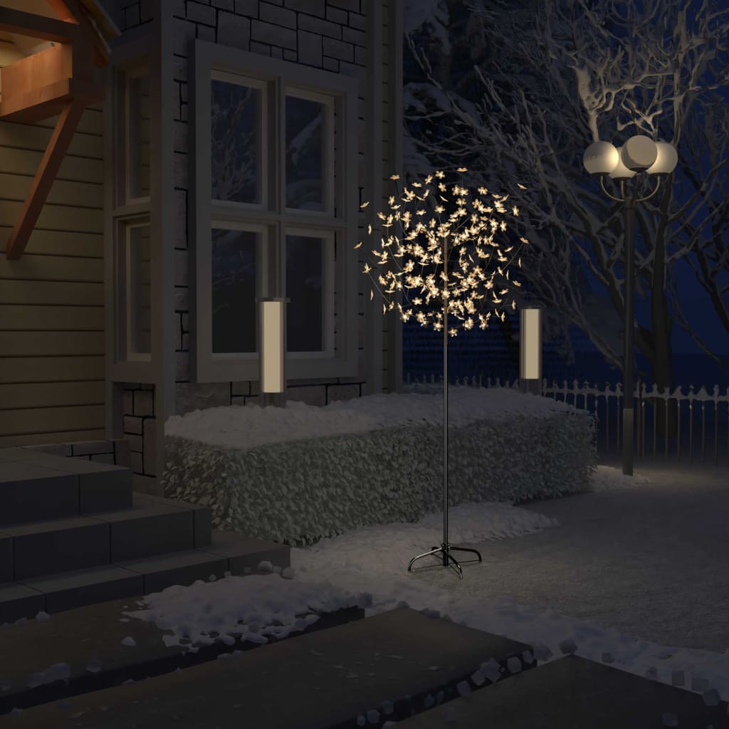 vidaXL Christmas Tree 200 LEDs Warm White Light Cherry Blossom 70.9"
