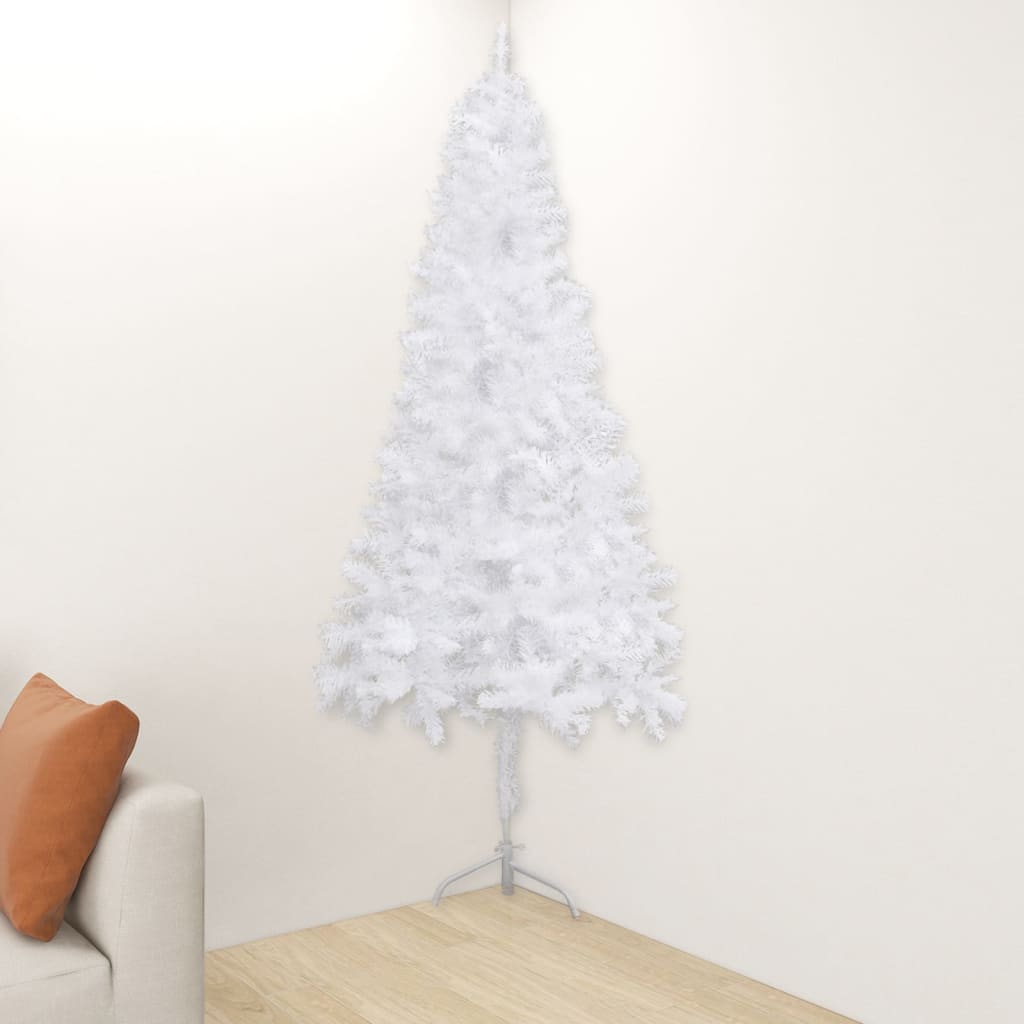 vidaXL Corner Artificial Christmas Tree White 70.9" PVC