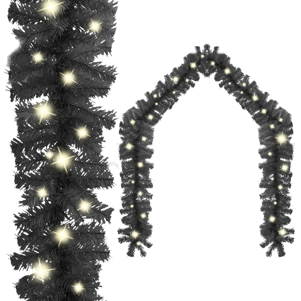 vidaXL Christmas Garland with LED Lights 393.7" Black