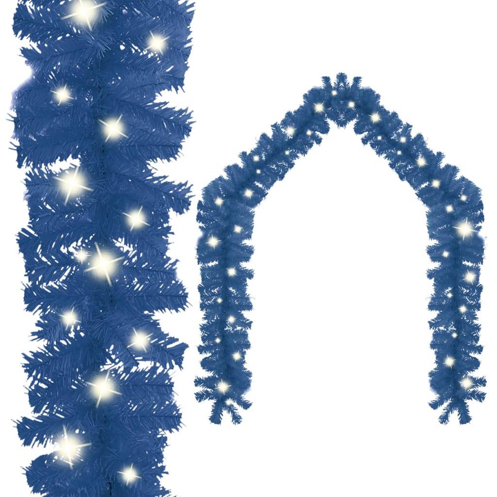 vidaXL Christmas Garland with LED Lights 197" Blue