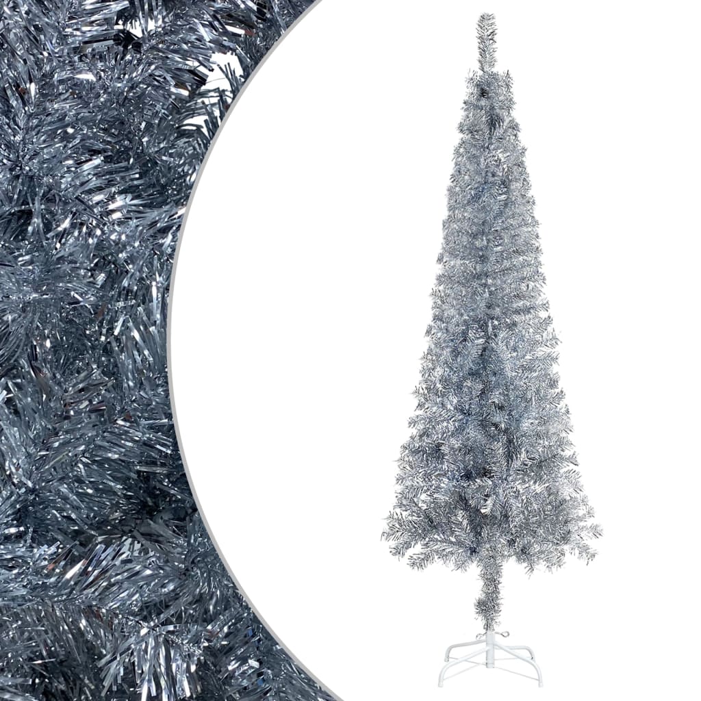 vidaXL Slim Christmas Tree Silver 47.2"