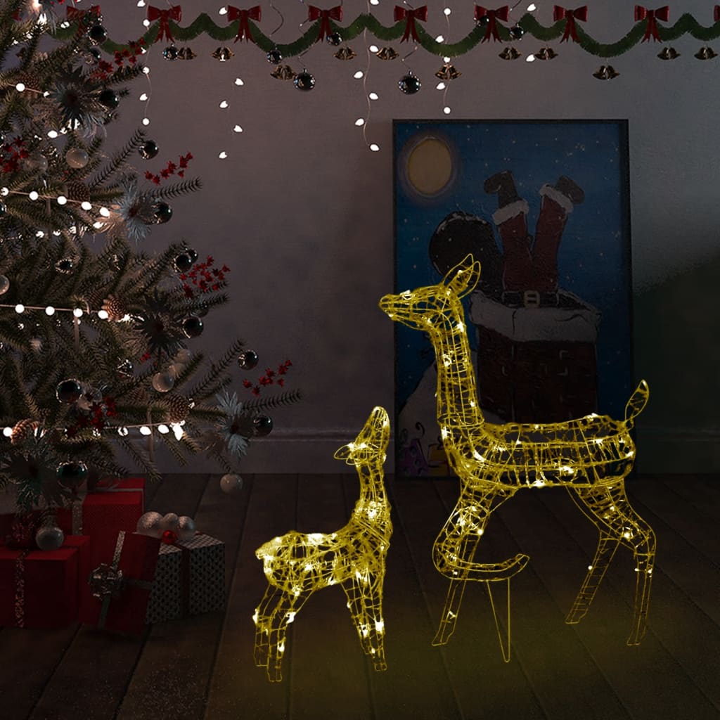 vidaXL Acrylic Reindeer Family Christmas Decoration 160 LED Warm White