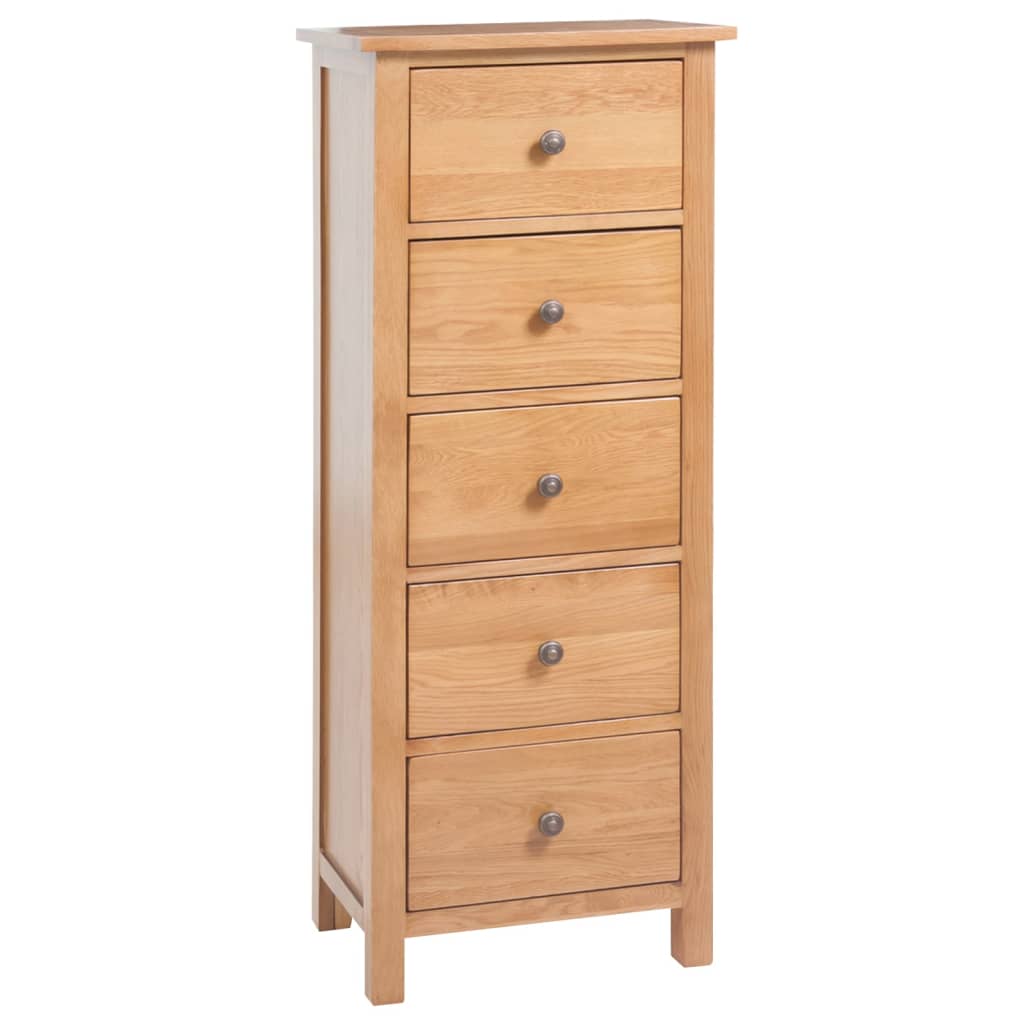 vidaXL Tall Chest of Drawers 17.7"x12.5"x43.3" Solid Oak Wood