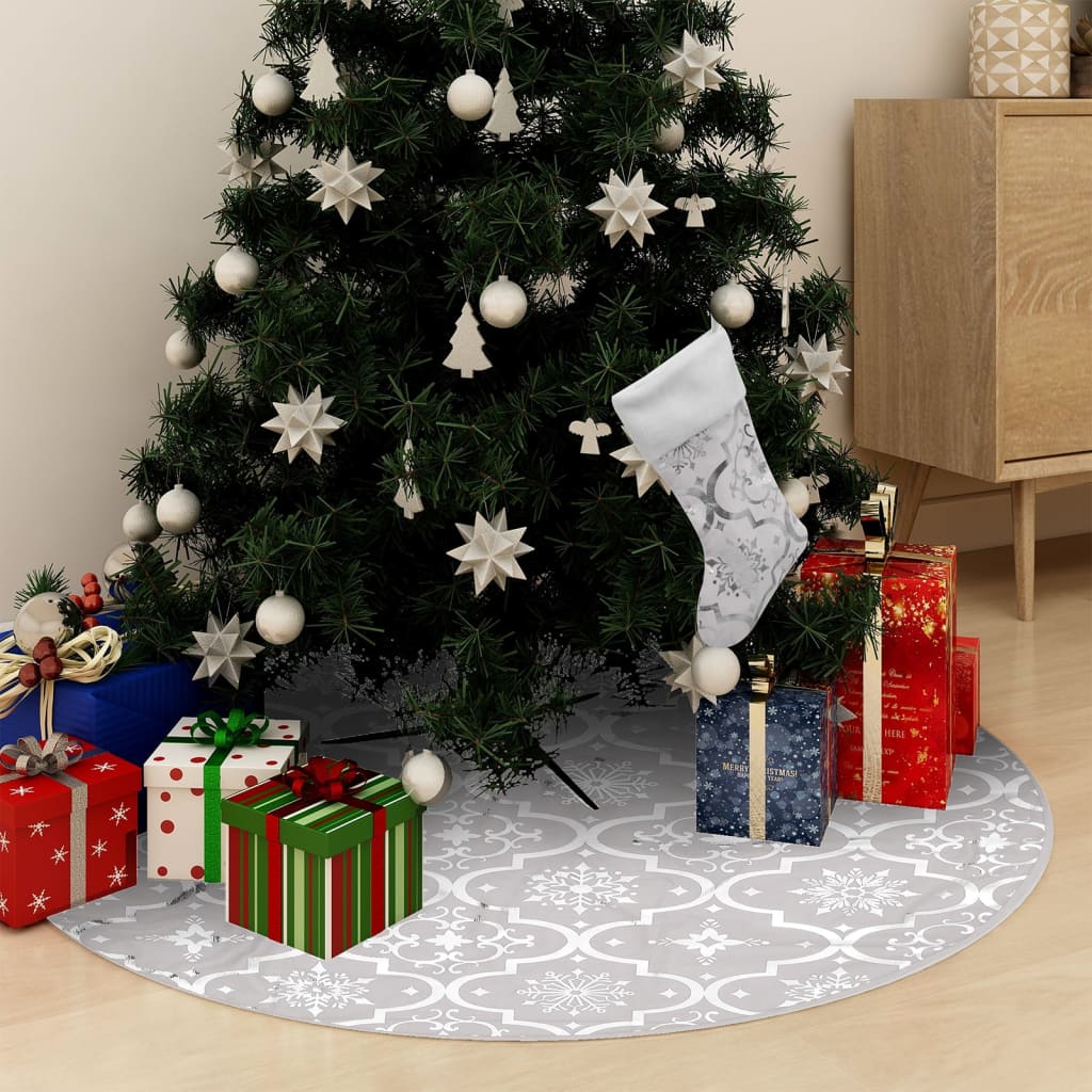 vidaXL Luxury Christmas Tree Skirt with Sock White 48" Fabric