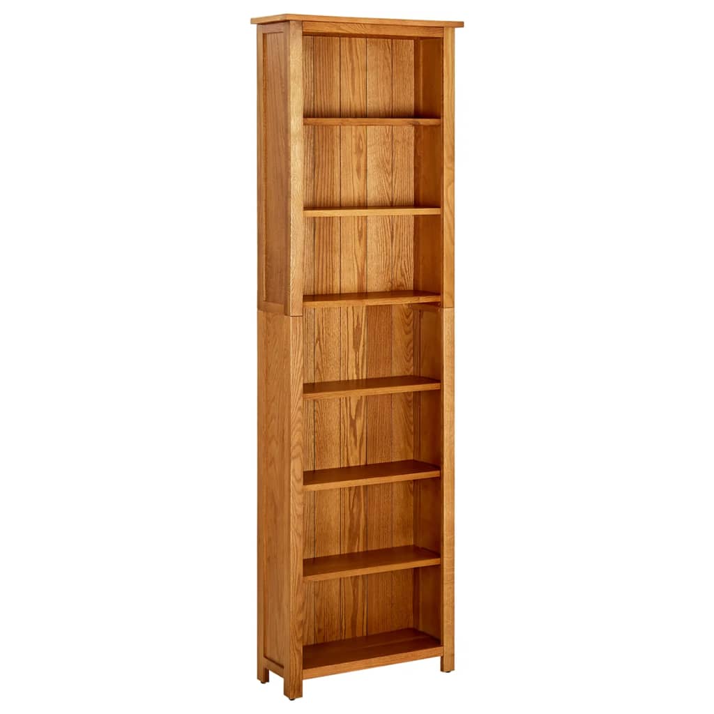 vidaXL 7-Tier Bookcase 23.6"x8.6"x78.7" Solid Oak Wood