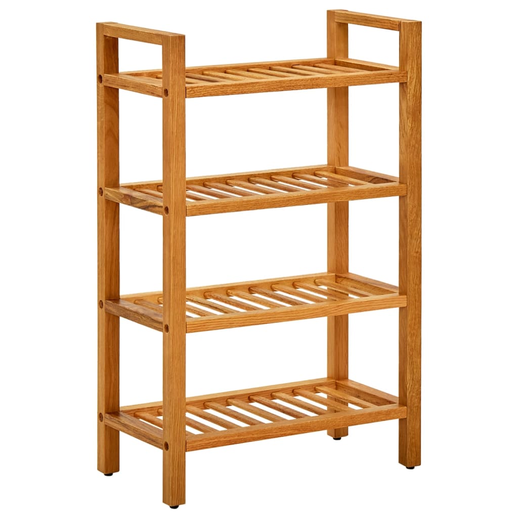 vidaXL Shoe Rack with 4 Shelves 19.6"x10.6"x31.4" Solid Oak Wood