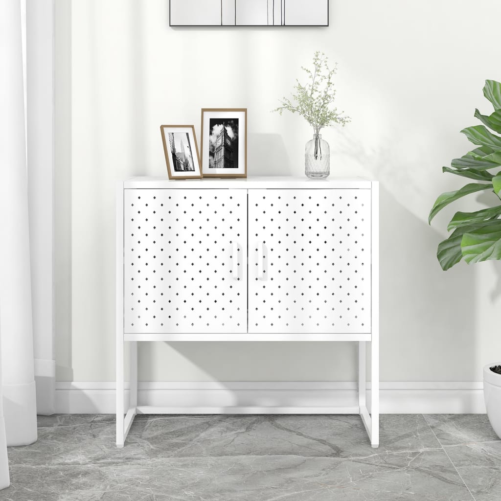 vidaXL Sideboard White 29.5"x13.8"x29.5" Steel