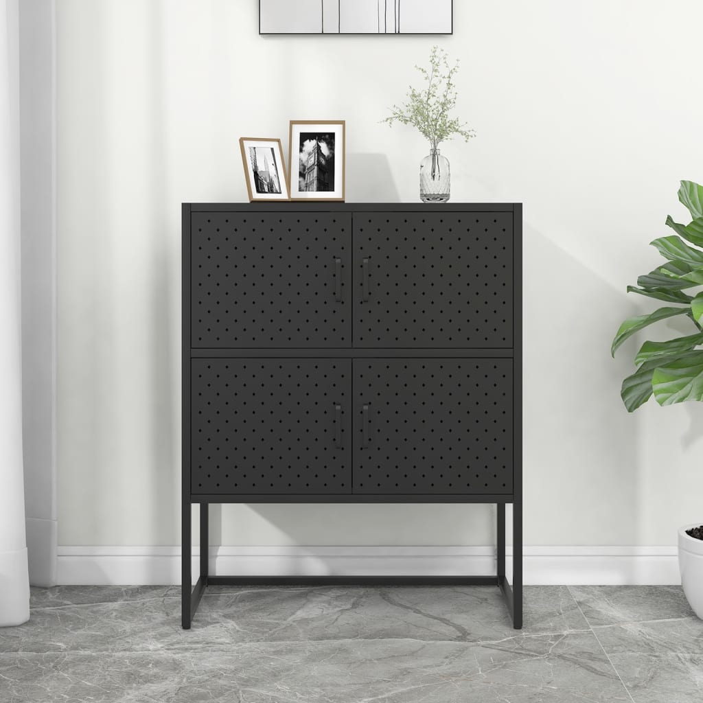 vidaXL Highboard Black 31.5"x13.8"x39.4" Steel