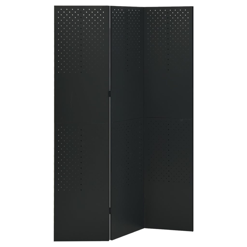 vidaXL 3-Panel Room Divider Black 47.2"x70.9" Steel