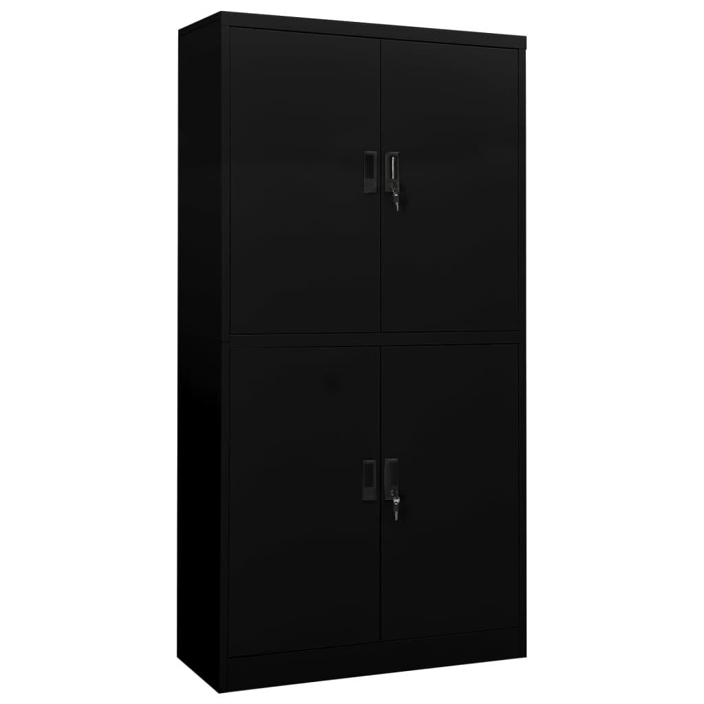 vidaXL Office Cabinet Black 35.4"x15.7"x70.9" Steel